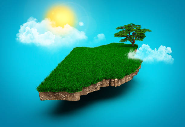istock Belize Map, Realistic 3D Map of Belize Clouds Tree sun rays on bright blue Sky 3d illustration 1411363998