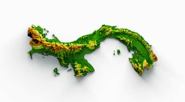 istock Panama Map Shaded relief Color Height map on White Background 3d illustration 1411364197