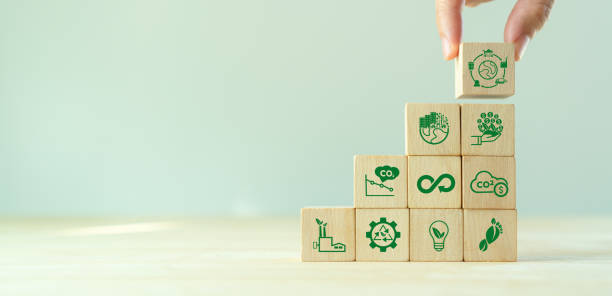 istock Growing sustainability. LCA-Life cycle assessment concept. Assessing environmental impacts associated on value chain product. Carbon footprint evaluation. ISO LCA standard, aim to limit climate change 1411365027