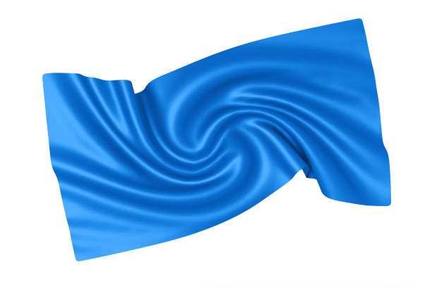 istock Crumpled Shiny Smooth Twisted Spiral Swirl Blue Silk Fabric. 3d Rendering 1411365806