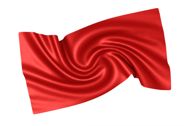 istock Crumpled Shiny Smooth Twisted Spiral Swirl Red Silk Fabric. 3d Rendering 1411366358