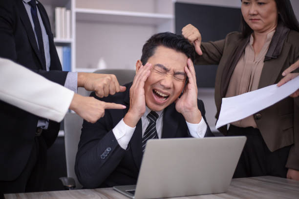 istock Businessman is stressed about working with no one to help. 1411366806
