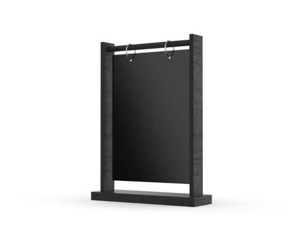 istock Metal ring flip menu holder T-shape A4 acrylic table menu stand mockup, 3d render illustration 1411367023