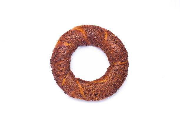 istock Delicious turkish bagel on white background 1411367931