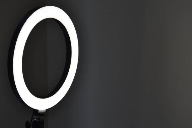 istock Selfie ring light LED lamp on the tripod for smart phone 1411368686