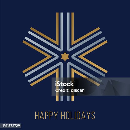 istock Holiday greeting card with Snowflake. 1411372729