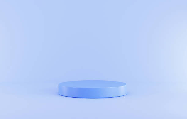 istock Blue cylinder podium pedestal product display abstract background 3D illustration empty display scene presentation for product placement 1411373076