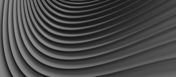 istock abstract 3d black background, volume curved lines revolving around center and creatin texture 1411373341