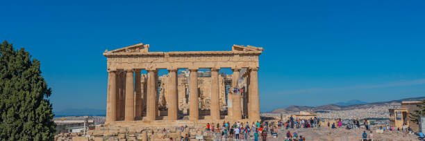 The famous Parthenon temple in Acropolis in Athens Greece stock photo