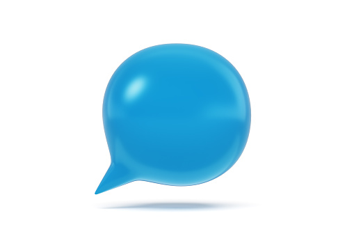 A 3d illustration of a chat bubble on a blue icon