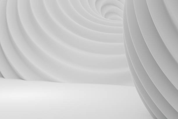 istock Gray striped abstract 3d background. Soft elegant wavy curves. W 1411378307