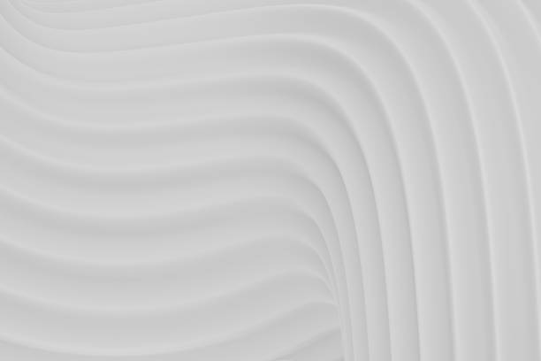 istock Gray flowing abstract 3d background. Soft elegant wavy curves. W 1411378328