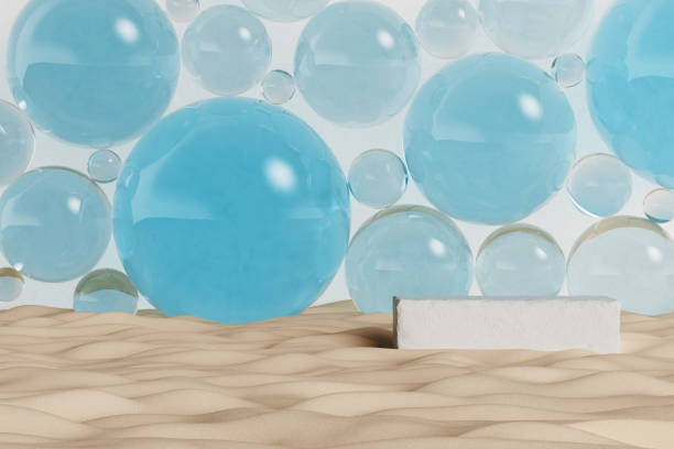 istock summer background. wall blue crystal clear bubble round shape clean water glow whitening bright cream sea fresh ocean sand white stone. 1411378920