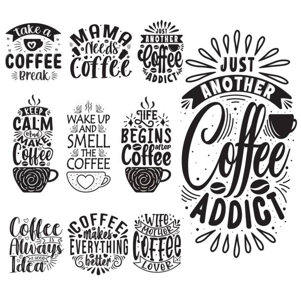 illustrations, cliparts, dessins animés et icônes de citations de café vectorielle typographie conception de paquet de café citations de café svg fichiers coupés paquet, citations t-shirt conceptions bundle. - t shirt à slogan