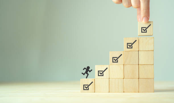istock Work in progress. Career and employee progression. Personal development concept. Corporate regulatory and compliance. Quality control management, ISO certification. Product, service quality warranty. 1411379945