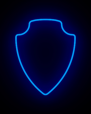 shield on dark background. 3D illustration