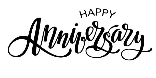 Happy anniversary lettering decorative inscription. Vector illustration Happy anniversary lettering decorative inscription. Vector illustration. wedding anniversary stock illustrations