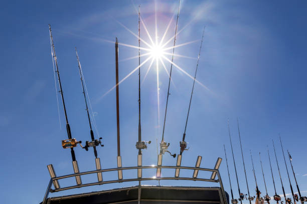 istock Fishing rods on a yacht board. 1411385521