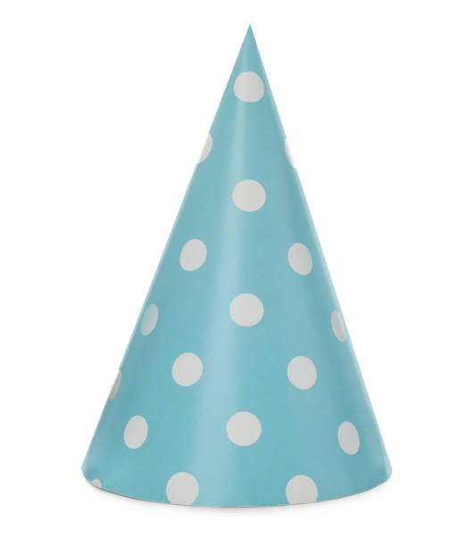 istock Bright party hat isolated on white. Festive accessory 1411385560