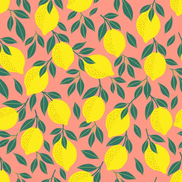 Vector illustration of Lemon seamless pattern .