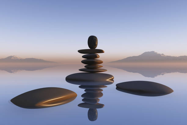 istock stacked stones in pond 1411386610