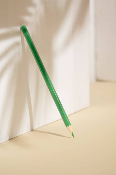 istock Pencil standing against the wall with palm shadow. 1411386767