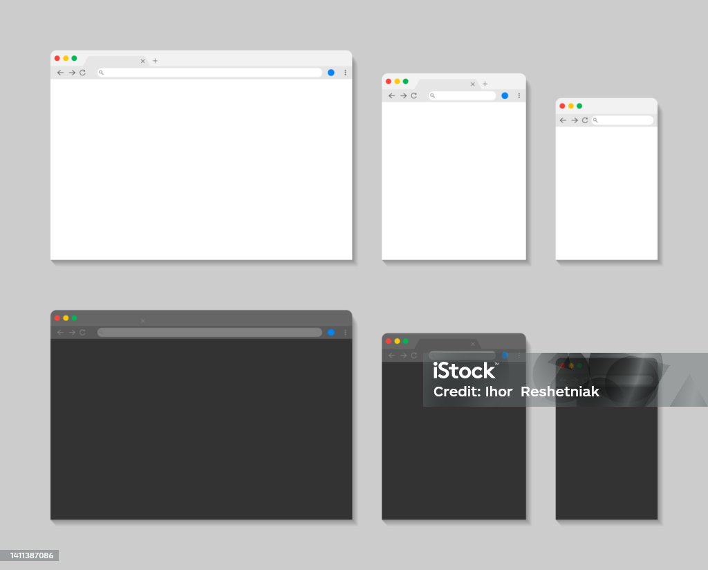 Web Browser Screen Examples Browser Window For Laptop Mobile And Tablet Web Mockup With Menu And ...