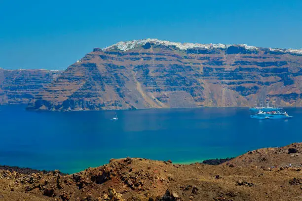 Photo of Caldera volcano in the aegean sea, Santorini, Greece