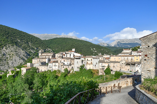Panoramic view of Cansano, a medieval village in the Abruzzo mountains.