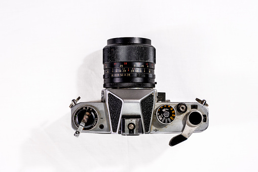 Old styled vintage mechanical SLR film camera