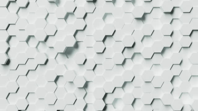 Abstract background with small white moving hexagons