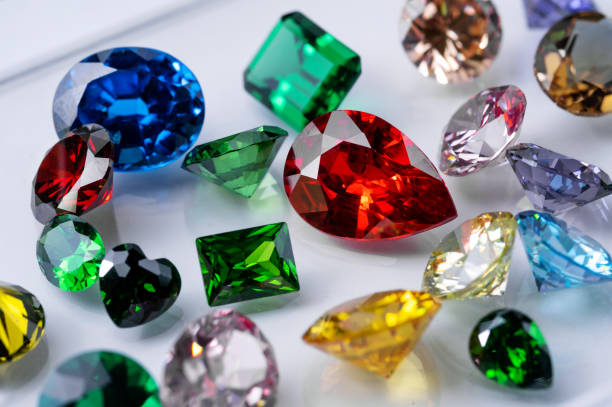 istock Group of Bright gems on a white background 1411397897