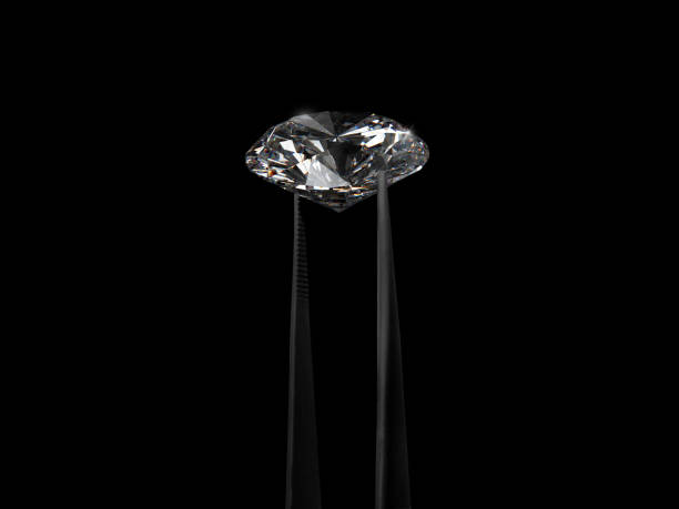 istock Diamond in tweezers on a black background. 3d render 1411398041