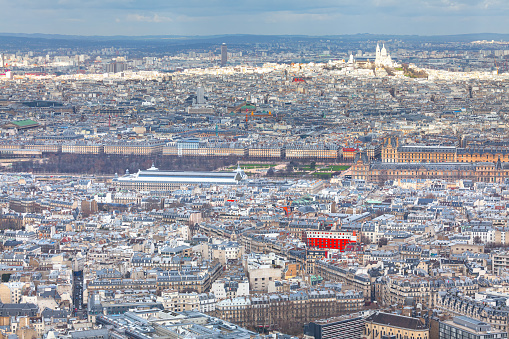 Aerial panorama of Paris . France capital city view from above