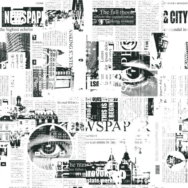 abstract seamless pattern on a newspaper theme vector art illustration