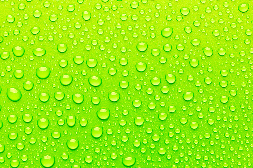Texture with water drops on a green background