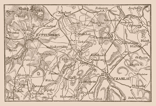 Illustration of a Map of the Kutná Hora-Czaslau-Chotusitz area