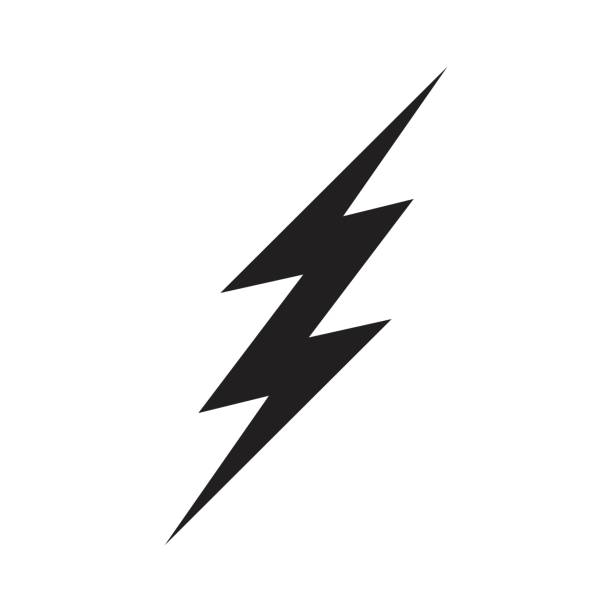 ilustraciones, imágenes clip art, dibujos animados e iconos de stock de icono de relámpago en el moderno - lightning