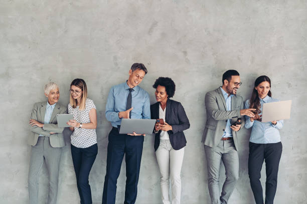 Business team members in cooperation
