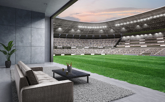 Living room football field