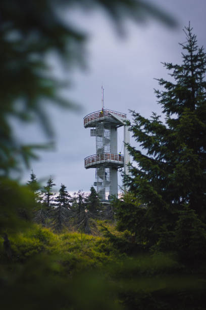 Lookout tower Smrk in the beautiful Jizera Mountains and forests.