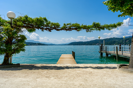 Dock at the Woerthersee in Carinthia, Austria