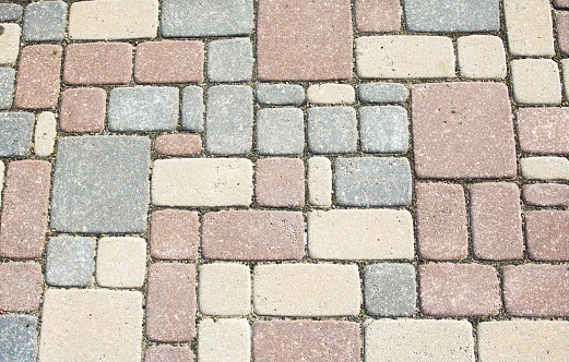 texture of colorful stone blocks on the sidewalk