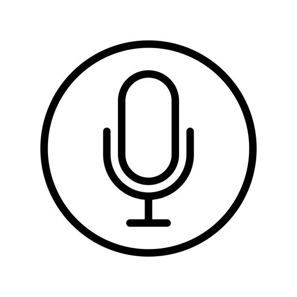 czarna wektorowa ilustracja clipart mikro. znak jest ikoną mikrofonu w kółku na białym izolowanym tle. - silhouette singer singing group of objects stock illustrations