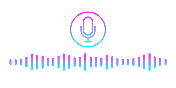 istock Voice message icon. Voice messaging correspondence. Voice messages colorful icon with sound wave and microphone. Vector flat cartoon illustration for websites, podcasts and banners design 1411423275