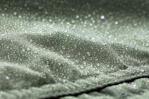 Drops of water on impregnated fabric