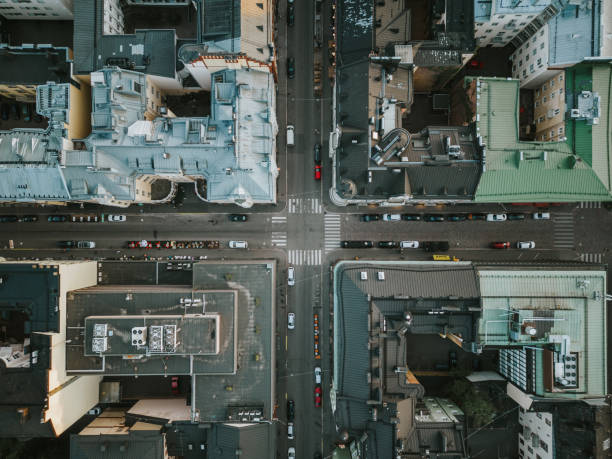istock Drone view of road intersection in Finland, Helsinki 1411428190