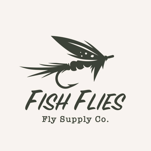 fliegenfischerhaken-symbol - fly fishing stock-grafiken, -clipart, -cartoons und -symbole