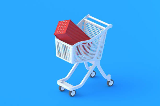istock Metal freight container in market cart. 3d render 1411432730