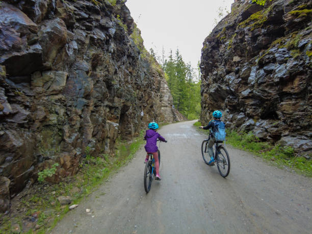 istock Kids biking through a rocky canyon 1411433482